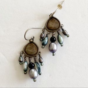 Sterling Silver 925 Pearl Small Dangle Earrings